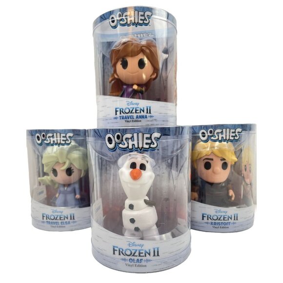 FROZEN II OOSHIES DISNEY 4” Elsa Olaf Kristoff & Anna Figures Dolls 4- pack - Picture 1 of 7